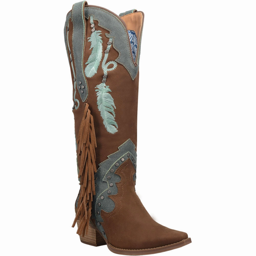 Dream Catcher Snip Toe Embroidered Cowboy Boots Biker PU