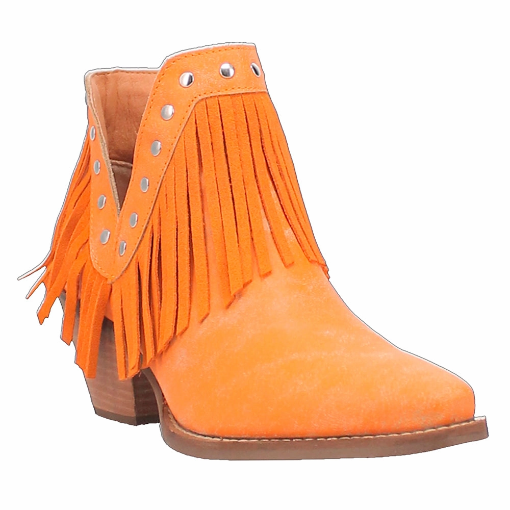 Lightweight Material Fine N' Dandy Fringe Studded Snip Toe Pull On Cowboy Booties