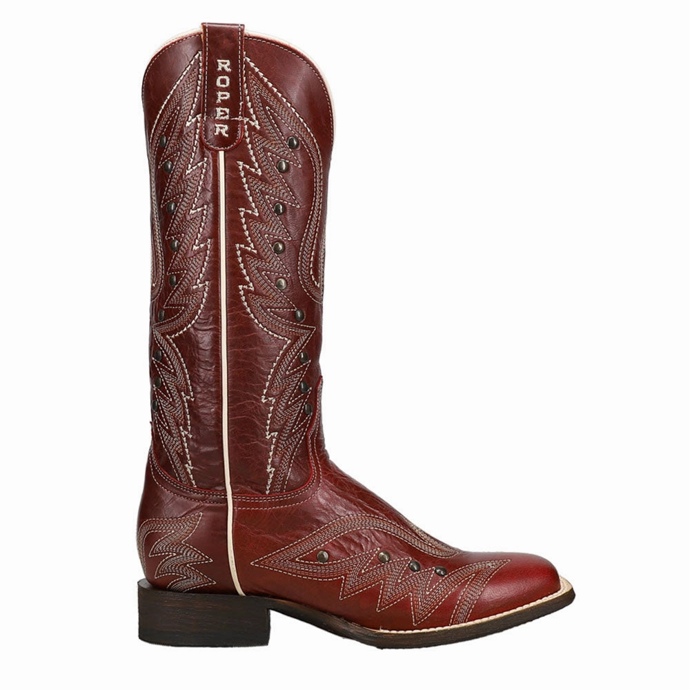 Brandy Embroidery Square Toe Cowboy Boots Odor Control Technology Waterproof Stylish Explorer