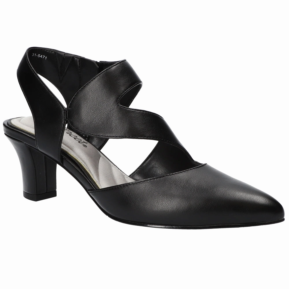 Venue Asymmetrical Pointed Toe Block Heel Pumps Italian Edge