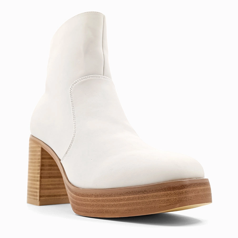 Vernita Round Toe Platform Zippered Boots Abrasion Resistant Material Impact Resistant Heel