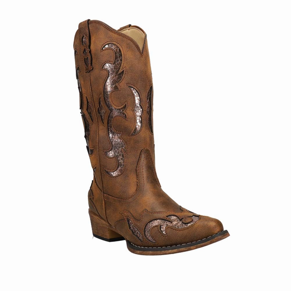 Skin Hug Riley Flextra Metallic Underlay Snip Toe Cowboy Boots