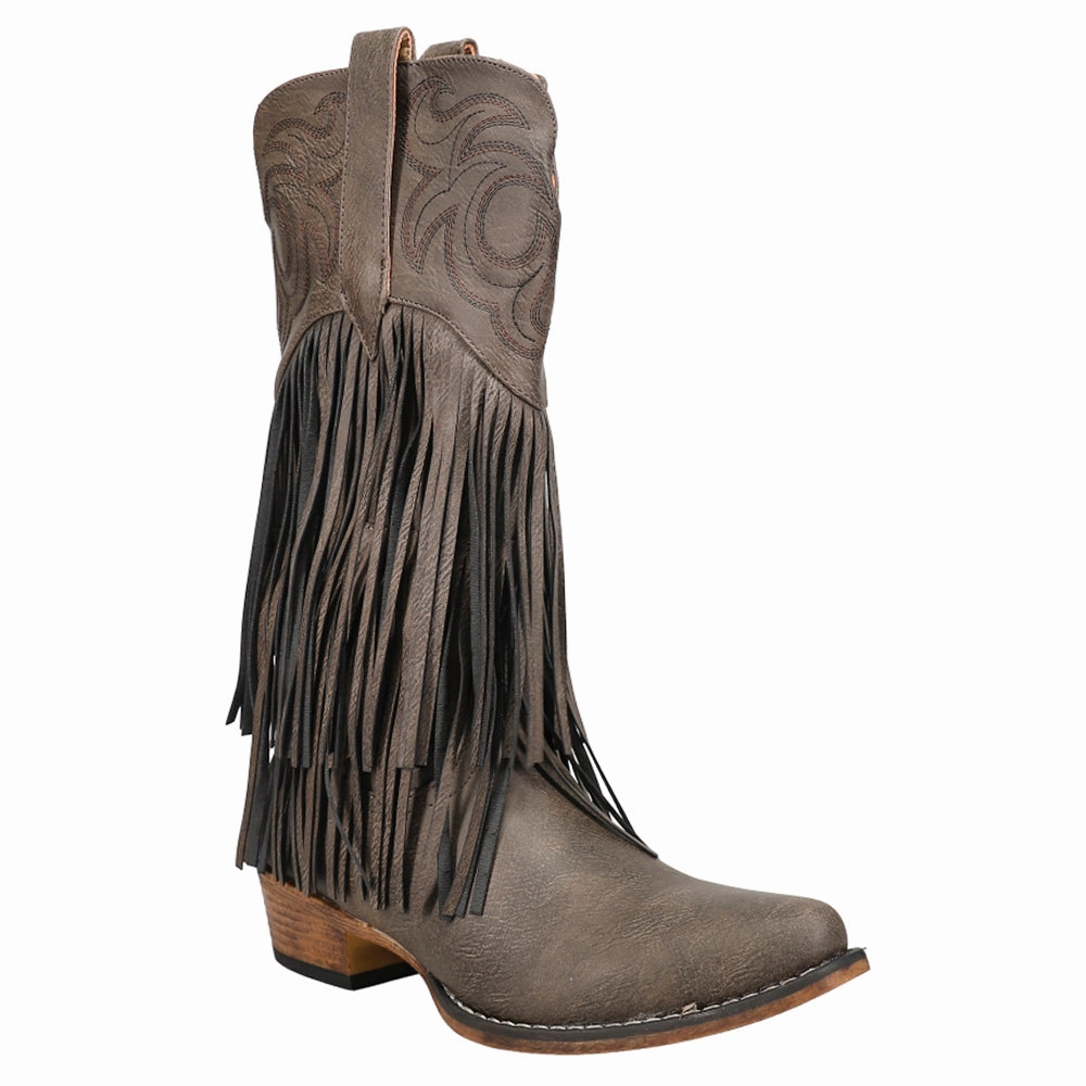 Rickrack Embroidery Fringe Snip Toe Cowboy Boots Performance Wear