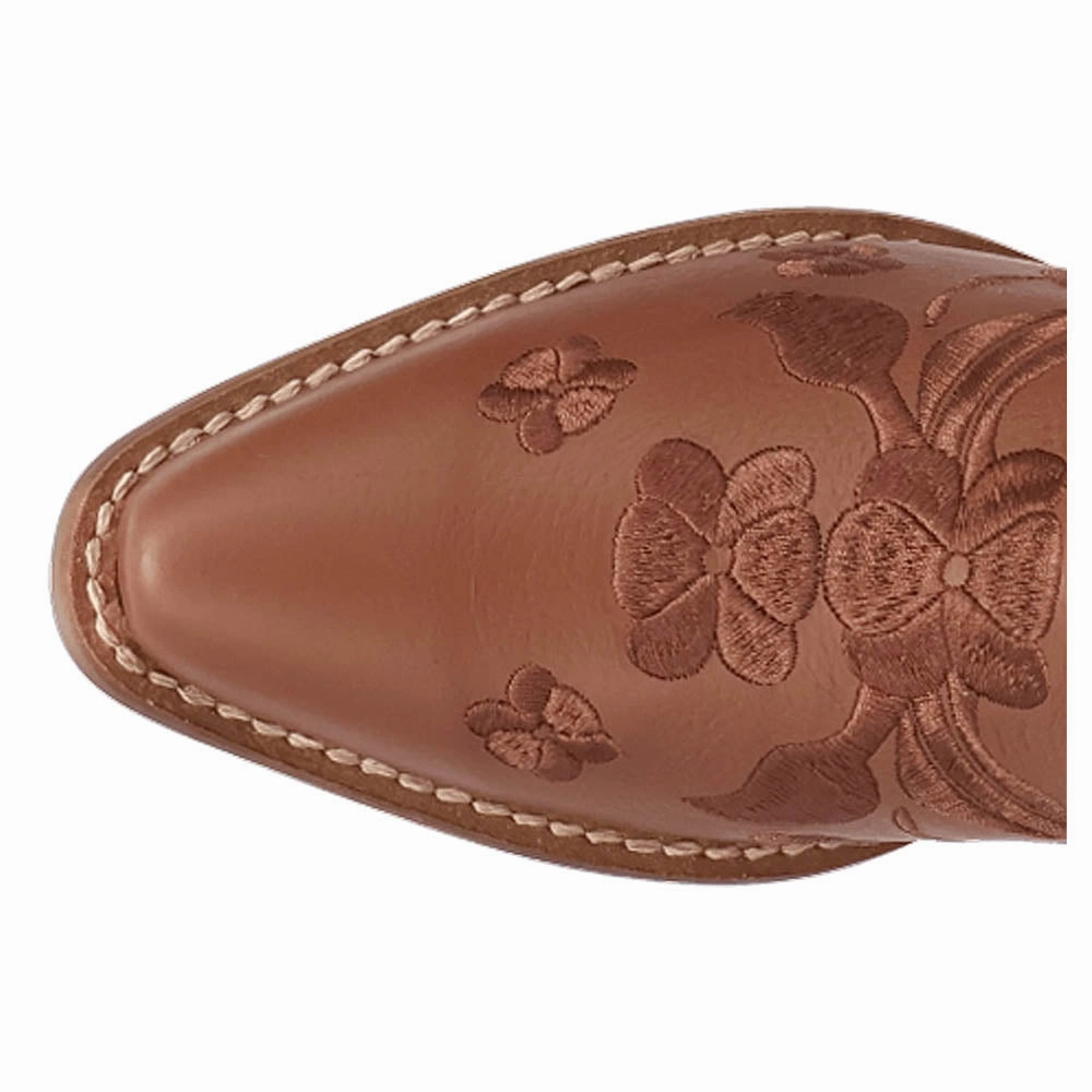 Sweetheart Floral Embroidered Snip Toe Pull On Cowboy Booties Trail Ready Footwear Party time