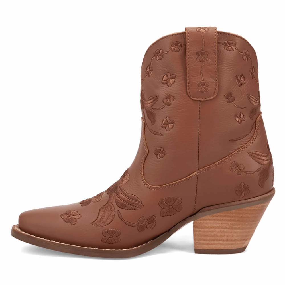 Ergonomic Fit Sweetheart Floral Embroidered Snip Toe Pull On Cowboy Booties