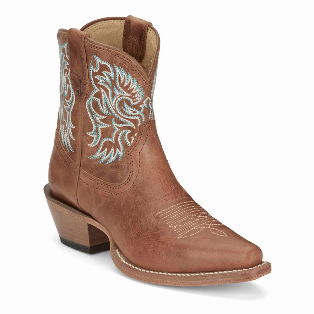 Isabella 7 Inch Snip Toe Cowboy Booties Comfortable Shank synthetic material