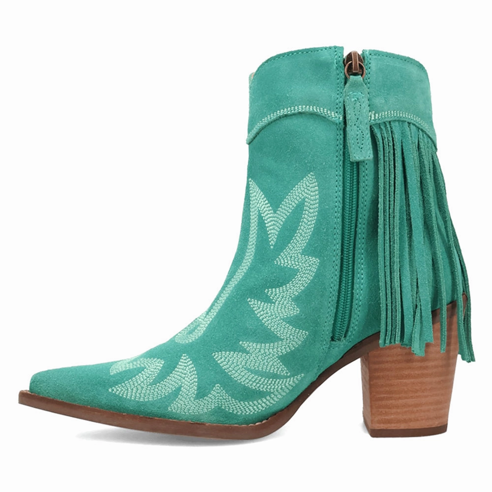 Fashion Utility Wild Sage Fringe Snip Toe Zippered Cowboy Booties