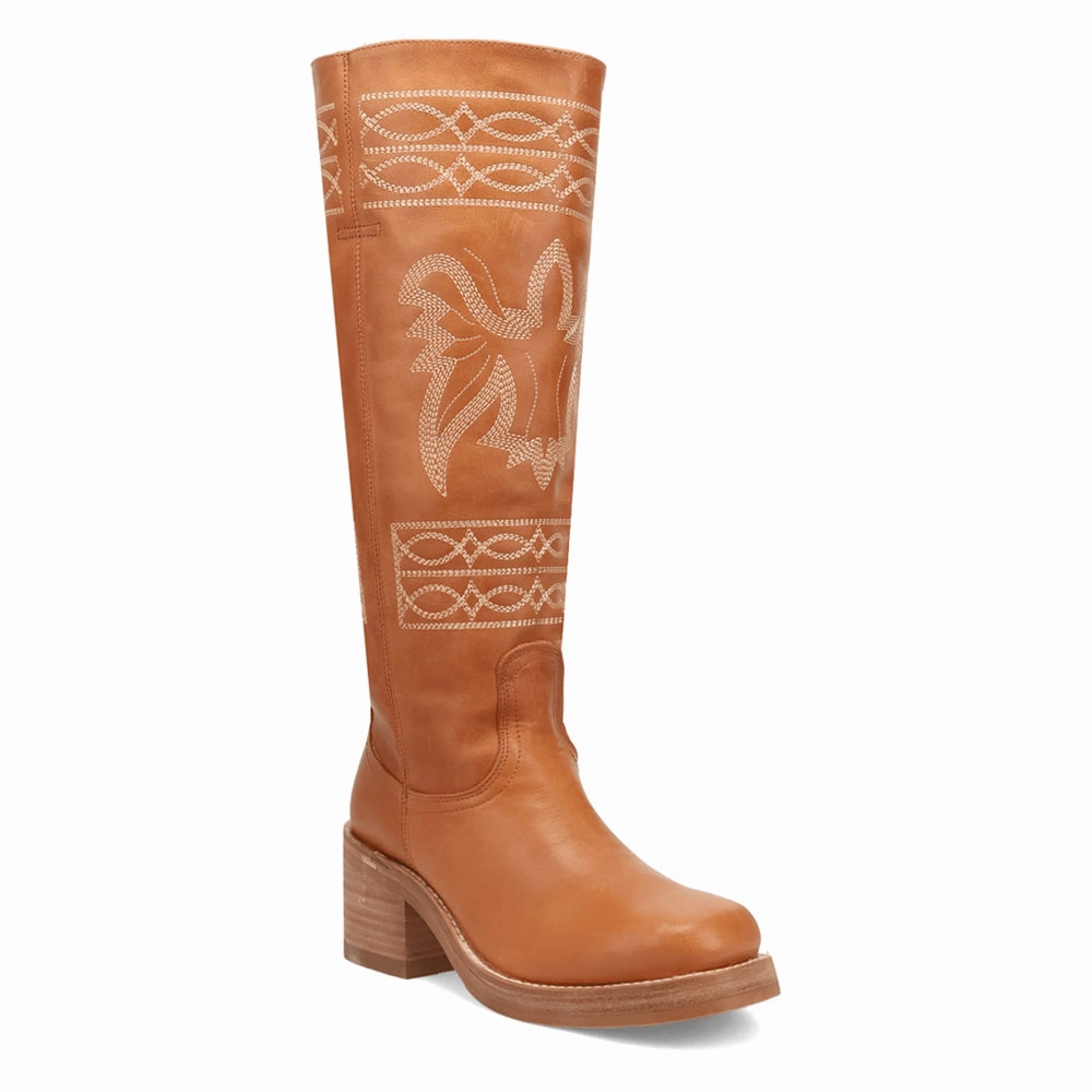 Avalon Embroidered Round Toe Pull On Cowboy Boots Deep Grooves Adjustable
