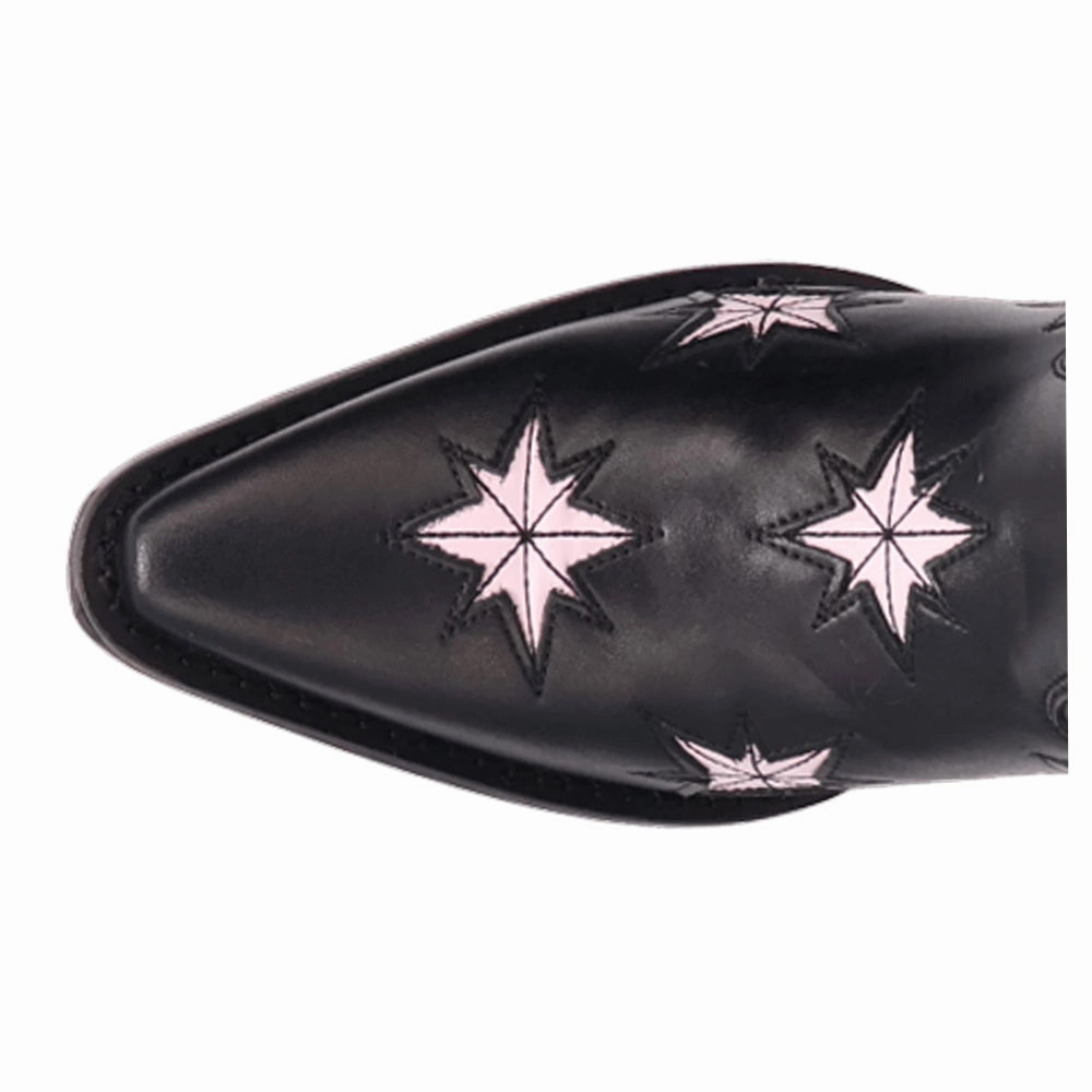 Starburst Tooled Inlay Snip Toe Pull On Cowboy Booties Flexible Construction Comfortable buckles
