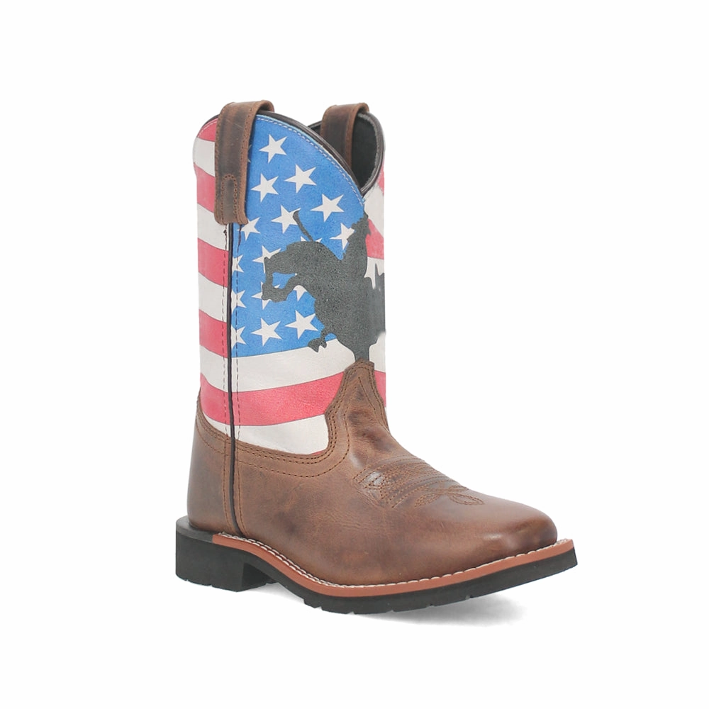 Anti microbial coating Buck Patriotic Square Toe Cowboy Boots (Little Kid-Big Kid)
