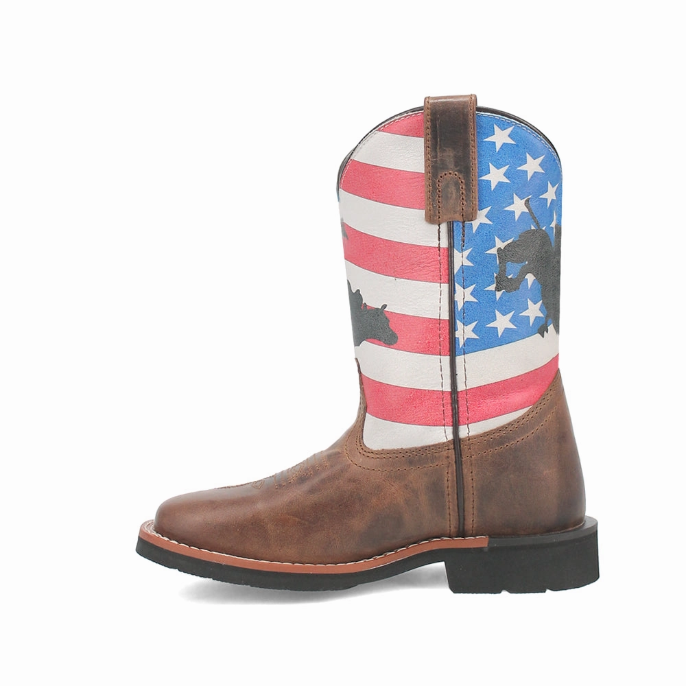 Neutral Pair Buck Patriotic Square Toe Cowboy Boots (Little Kid-Big Kid)