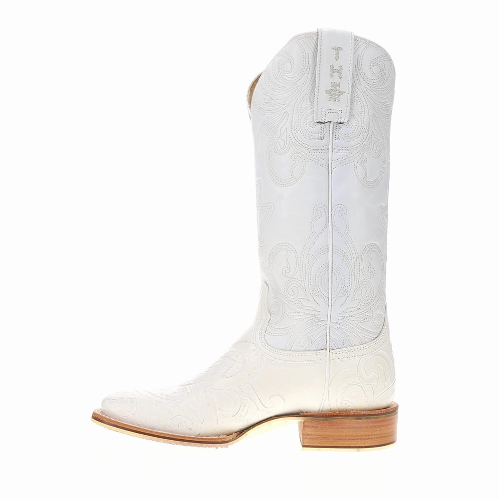 White Wedding Square Toe Cowboy Boots Shock Absorbing Technology
