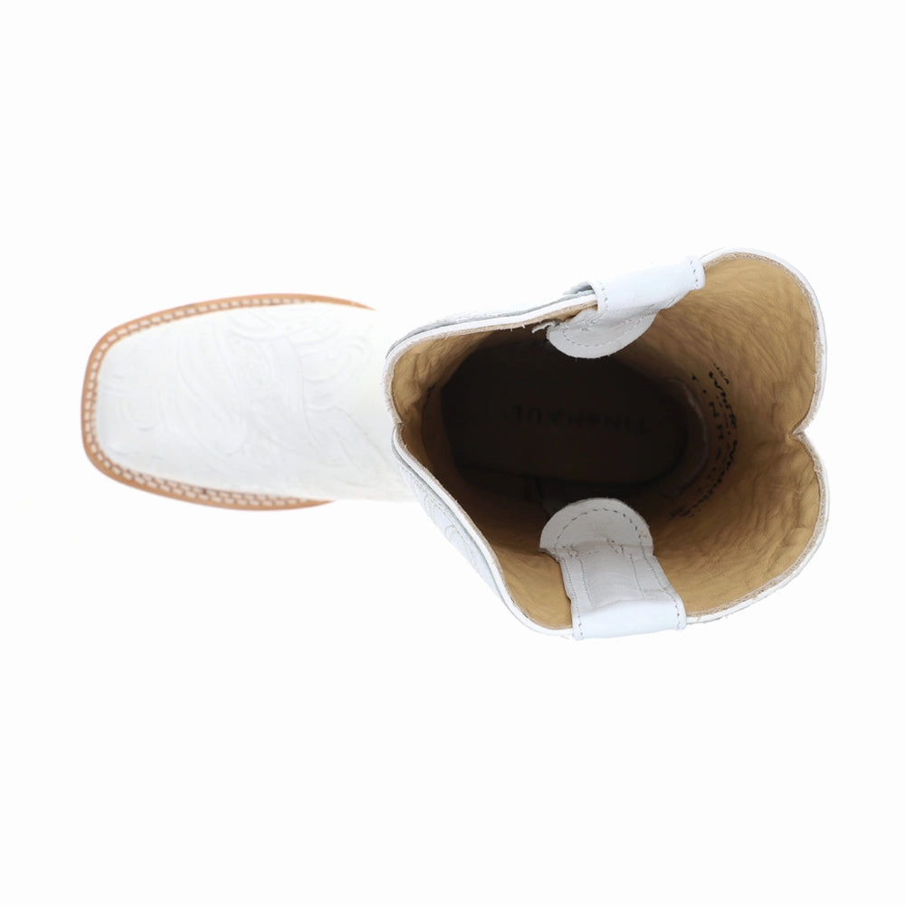 White Wedding Square Toe Cowboy Boots Elastic Gusset