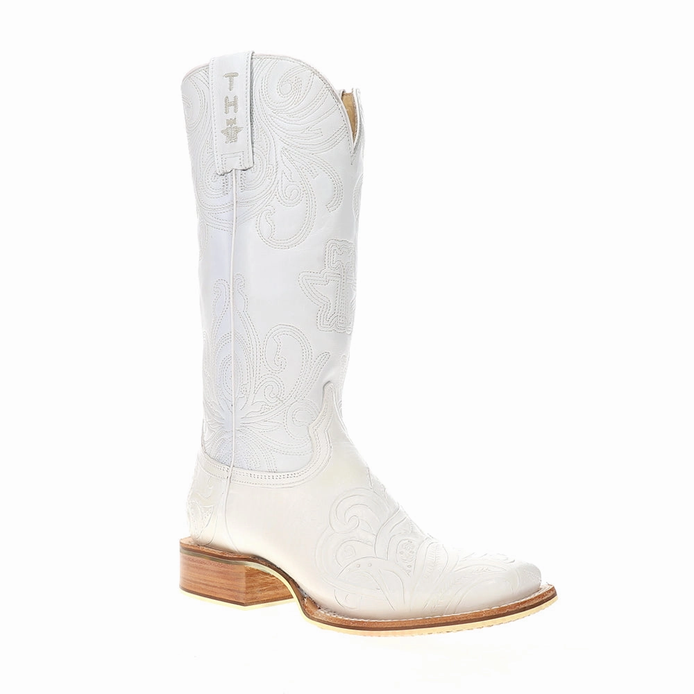 Soft Padding Seamless Comfort Snowy Path White Wedding Square Toe Cowboy Boots