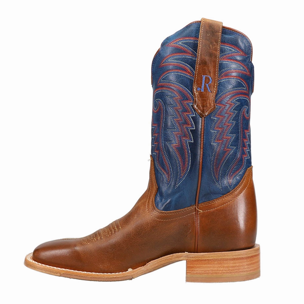 Electric Blue Embroidered Wide Square Toe Cowboy Boots lace - type adults - specific functions