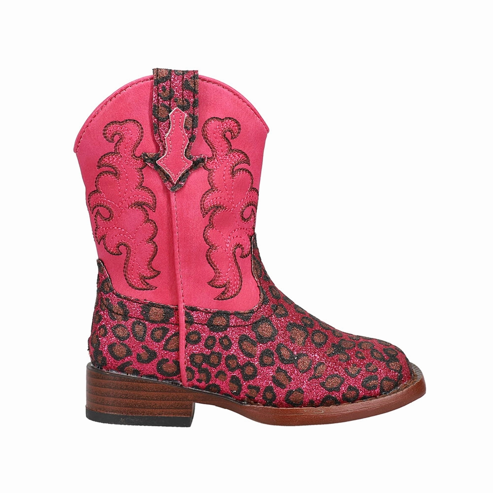 Outdoor Freedom Wild Cat Glitter Square Toe Cowboy Boots (Toddler)