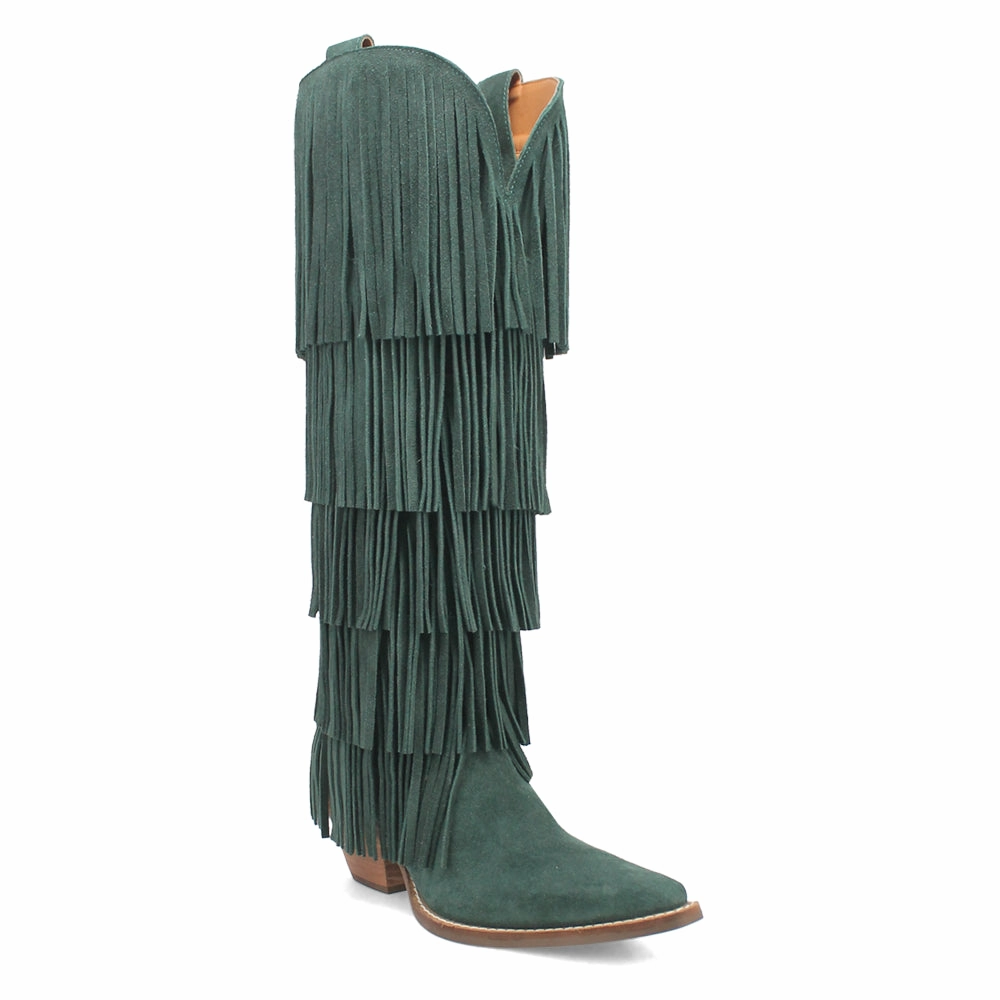 Neutral Tones Seamless Comfort Mountain Hike Wild Child Fringe Snip Toe Pull On Cowboy Boots