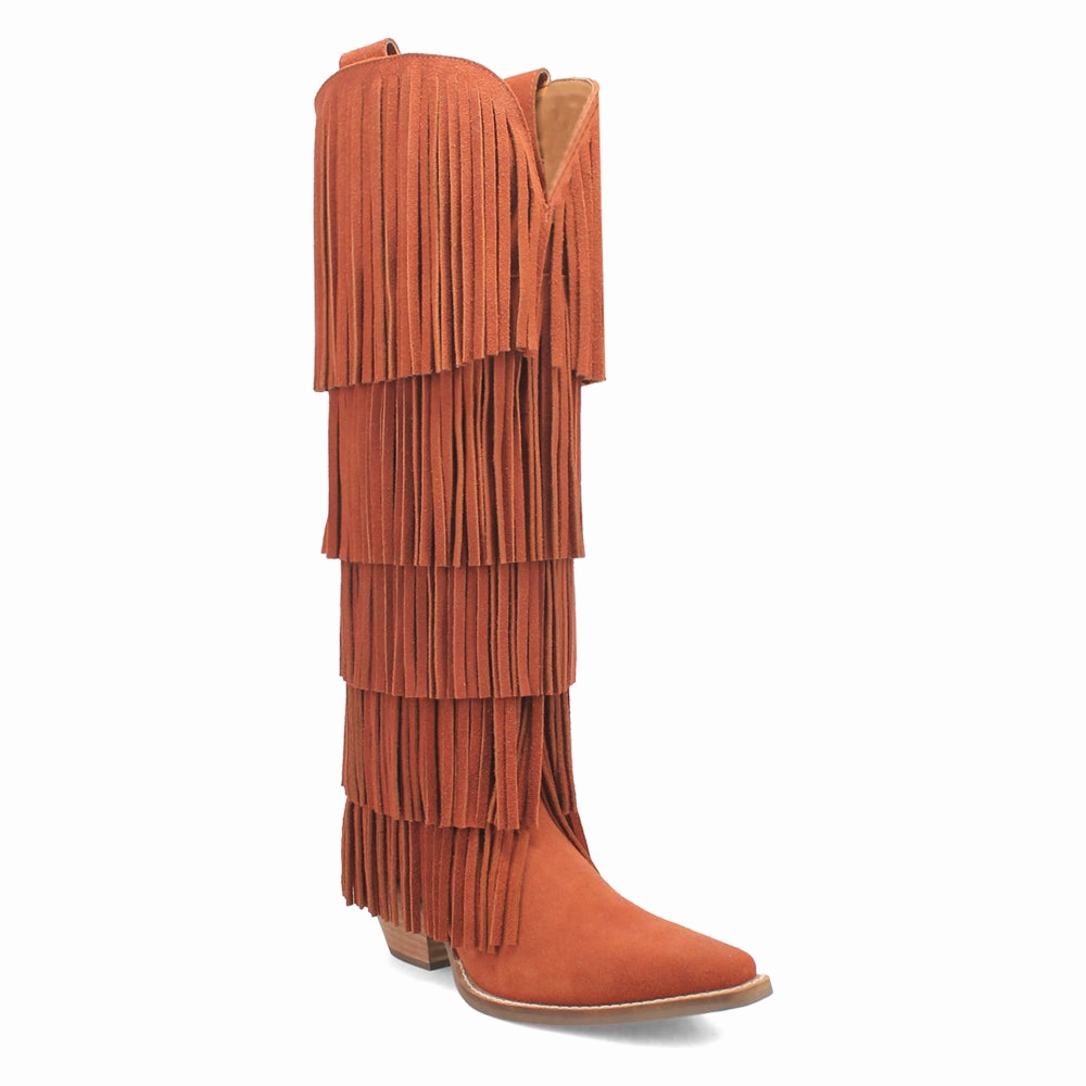 synthetic leather Wild Child Fringe Snip Toe Pull On Cowboy Boots