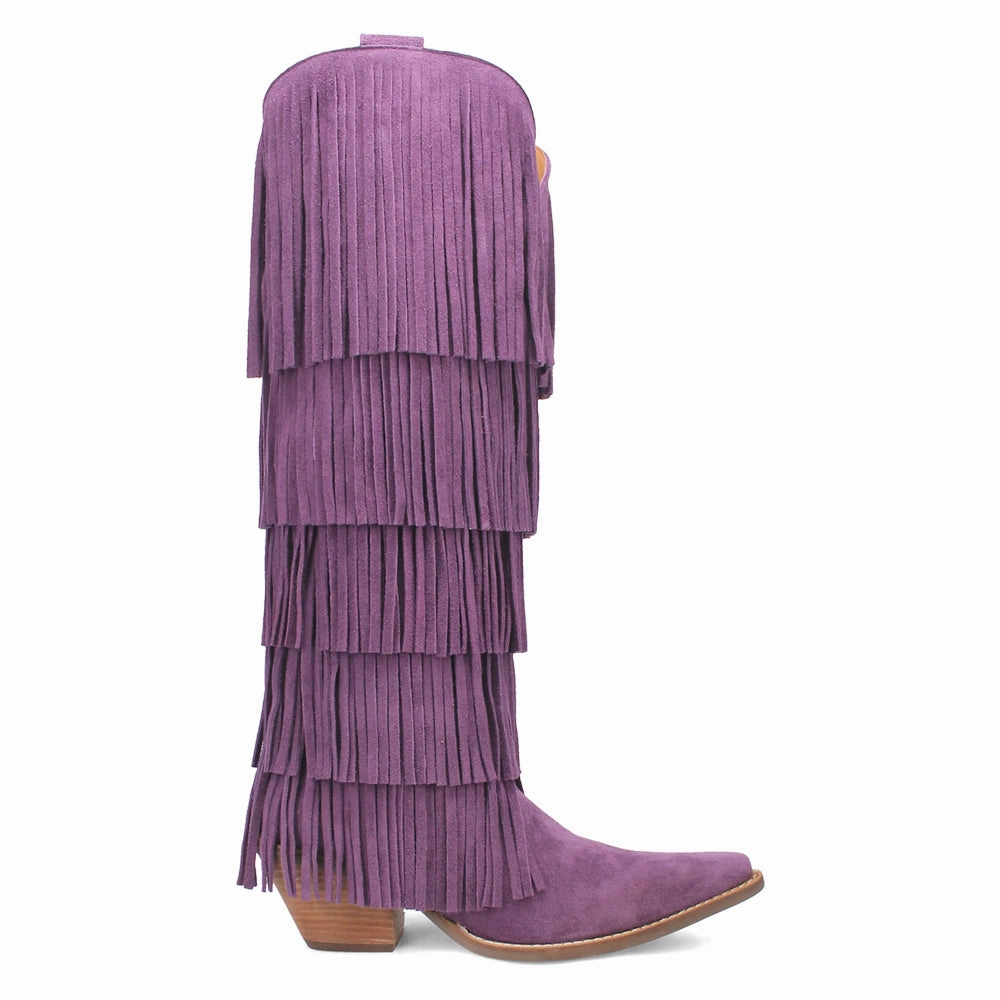 Slim Profile Wild Child Fringe Snip Toe Pull On Cowboy Boots