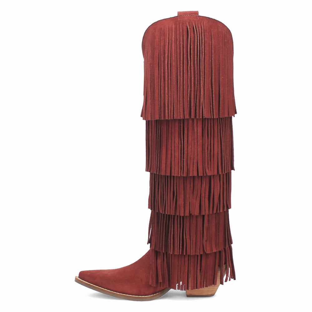 Wild Child Fringe Snip Toe Pull On Cowboy Boots Abrasion Resistant Material