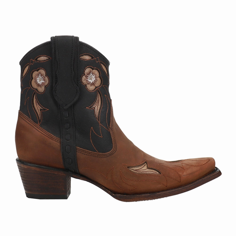 Smooth Entry Floral Embroidered Snip Toe Cowboy Booties