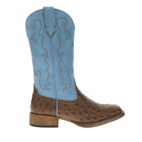 Cowboy Classic Ostrich Print Square Toe Cowboy Boots Trail Ready