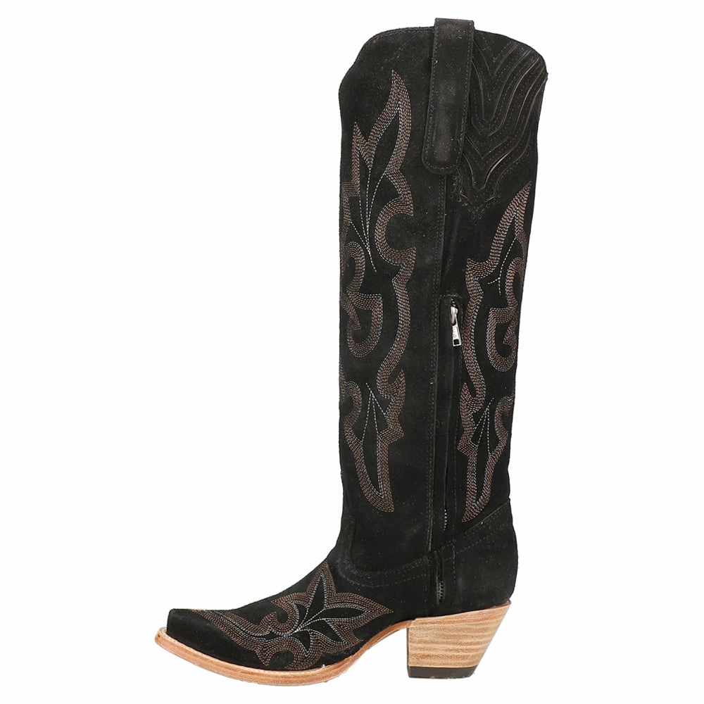Lightweight Fit Suede Embroidered Tall Snip Toe Cowboy Boots