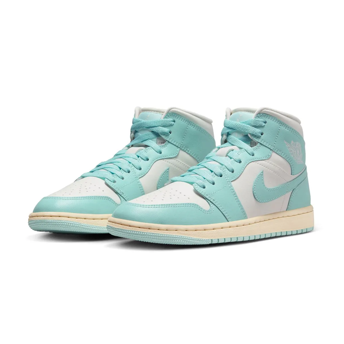 Wmns Air Jordan 1 Mid 'Light Dew Muslin' Cushioned Insole Sturdy Outsole Design