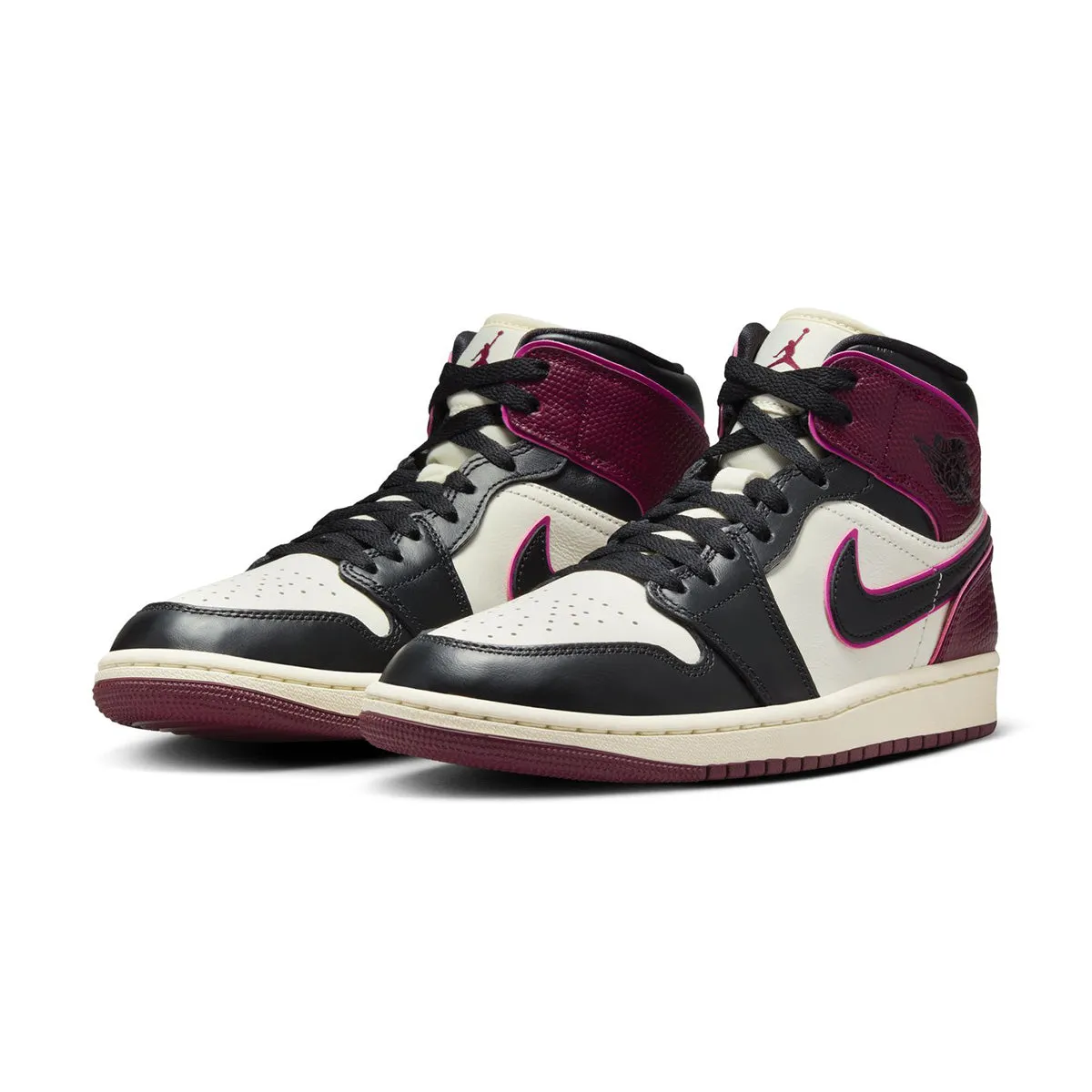Maximum Stability Amazing Wmns Air Jordan 1 Mid SE 'Sail Bordeaux'