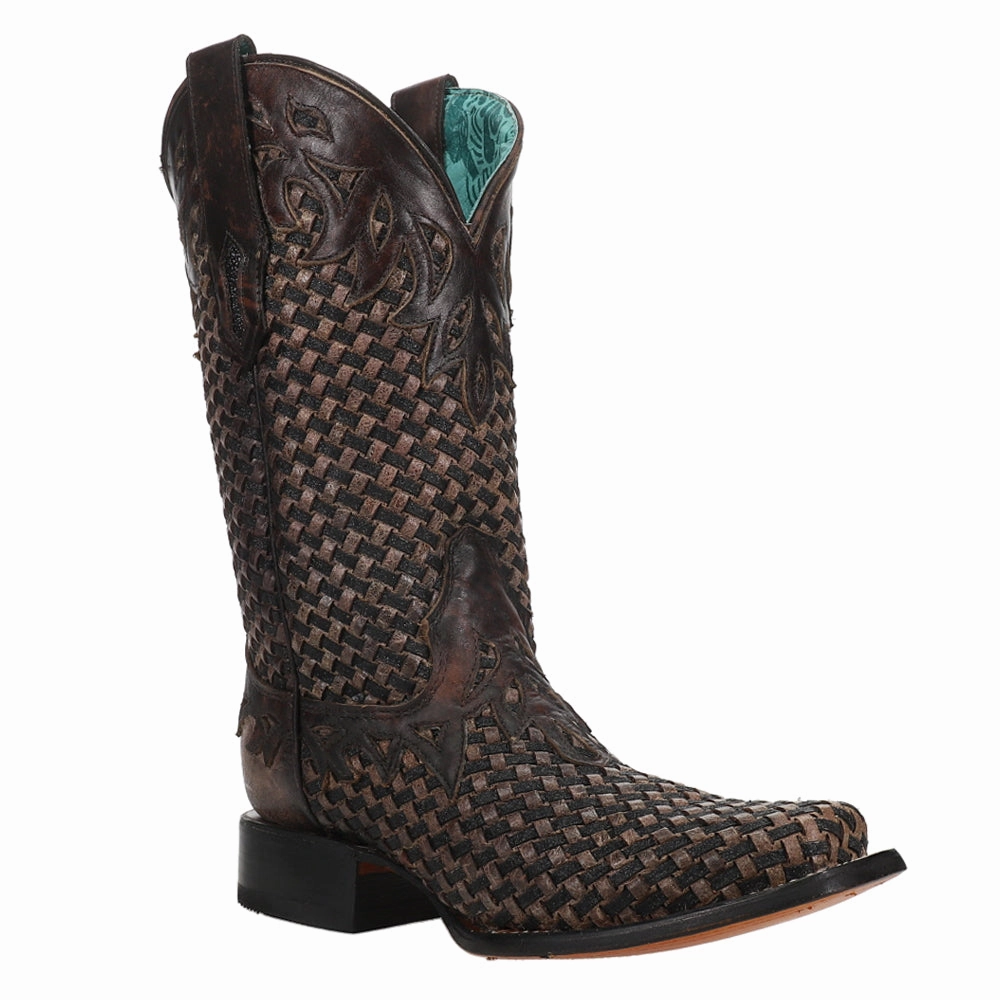 High Traction Urban Commute Durable Shell Windy Weather Woven Square Toe Pull On Cowboy Boots