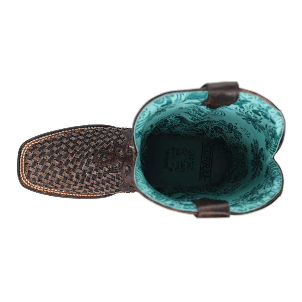 Protective Sole Woven Square Toe Pull On Cowboy Boots