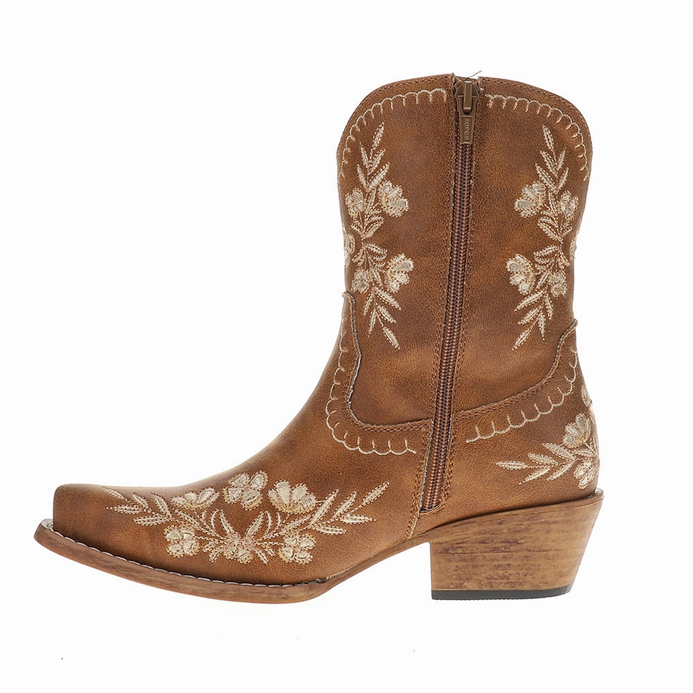 Wynona Floral Embroidered Snip Toe Cowboy Booties Long-Distance Walk Anti-Slip Function