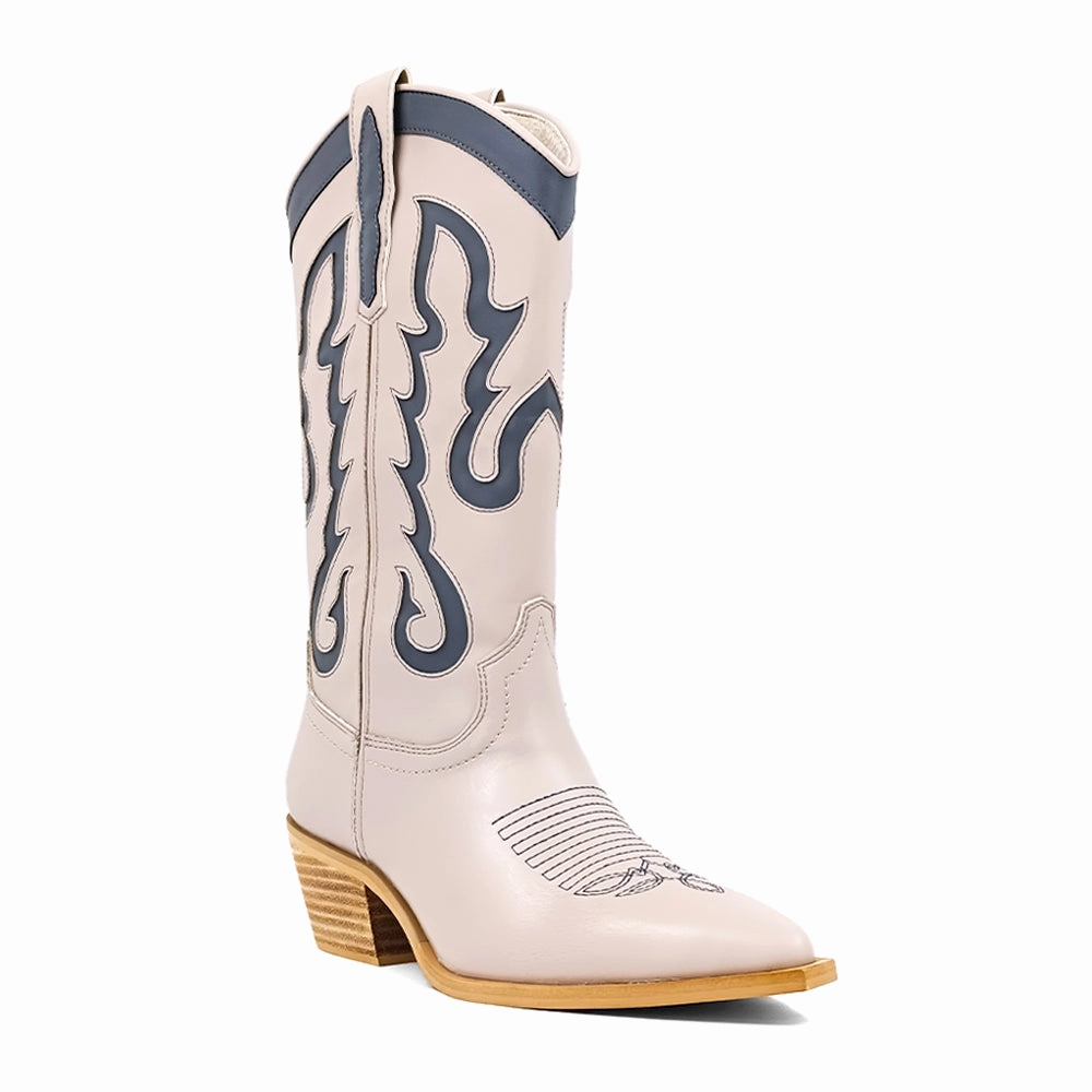 Yaya Embroiderd Pointed Toe Cowboy Boots Shock Absorbing Technology