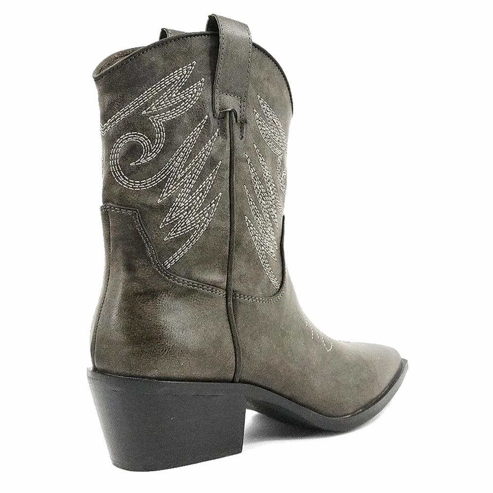 Zahara Embroidered Pointed Toe Cowboy Boots Padded collar