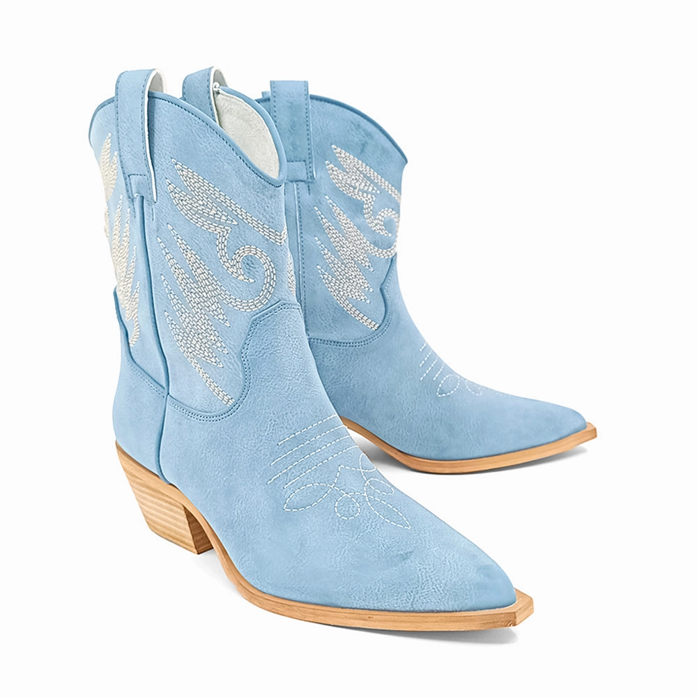 Zahara Embroidered Pointed Toe Cowboy Boots Insulated Trail Exploration