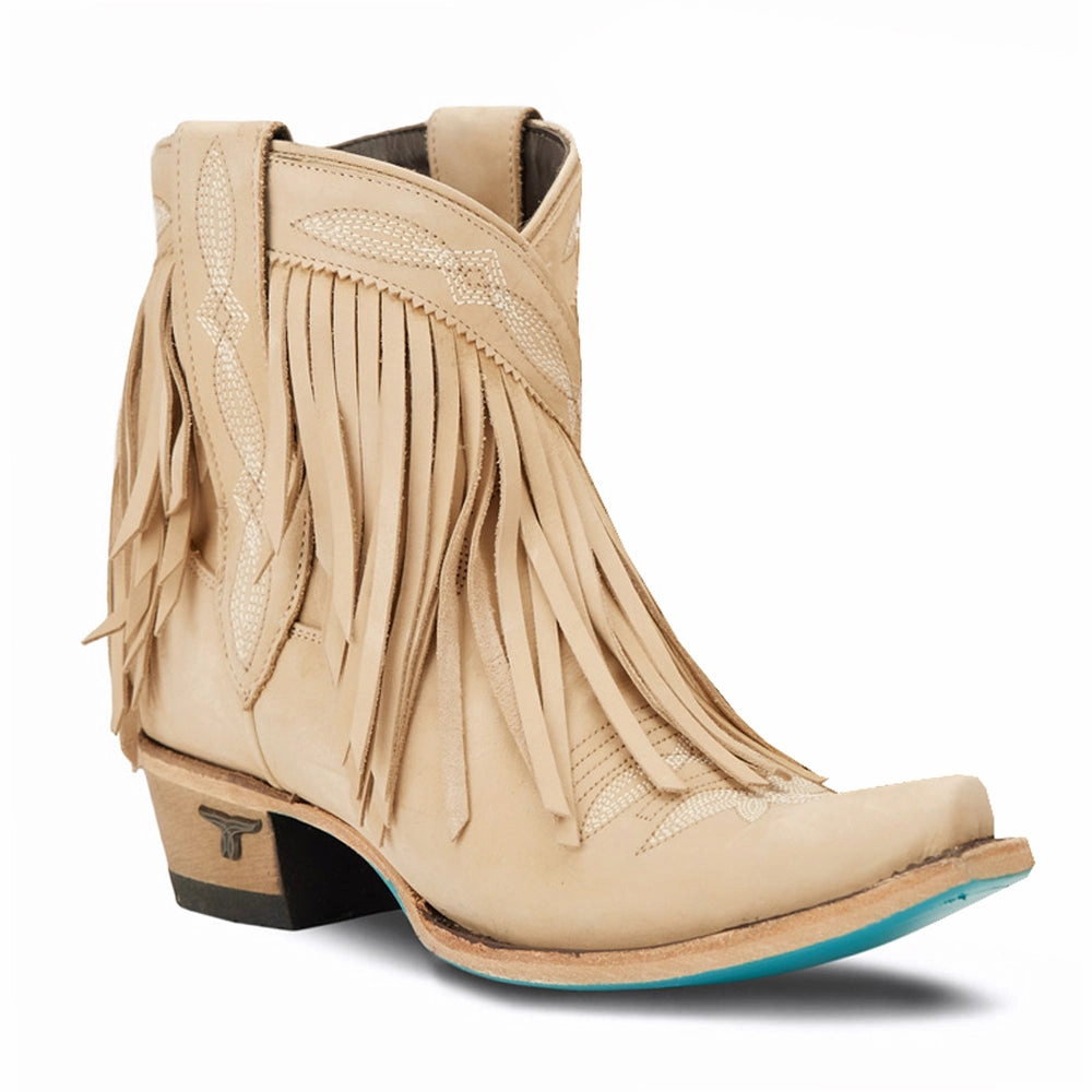 Scandi Cool Long Walks Senita Falls Embroidered Fringe Snip Toe Bootie