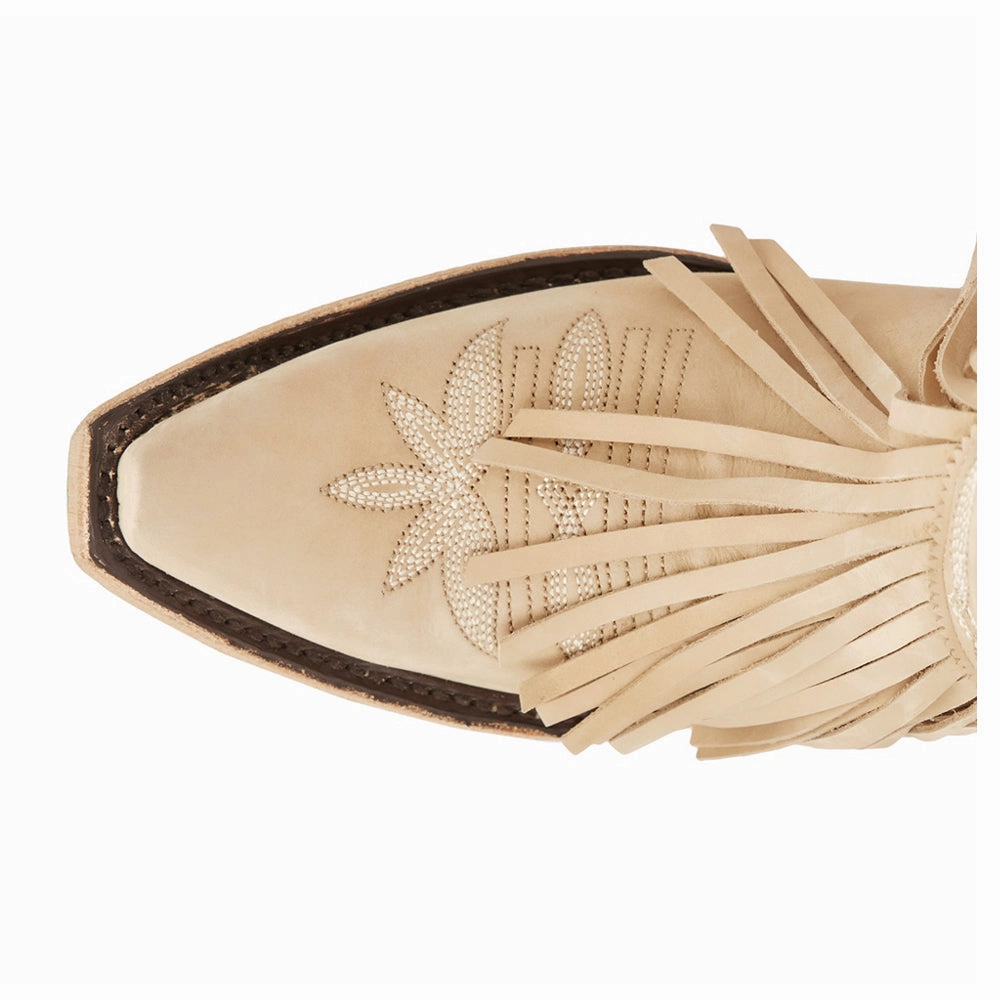 Senita Falls Embroidered Fringe Snip Toe Bootie Seamless Comfort Mountain Hike