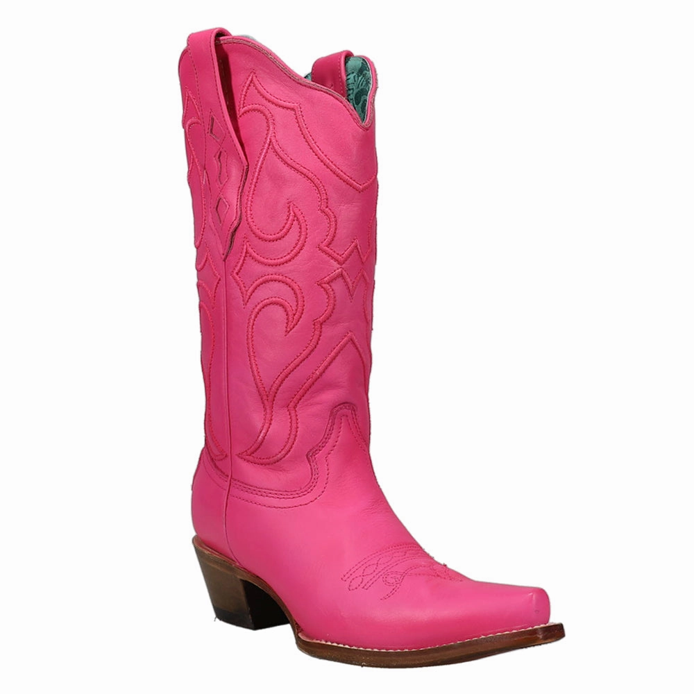 Eco Material Snow Trekker Fuchsia Embroidered Snip Toe Cowboy Boots