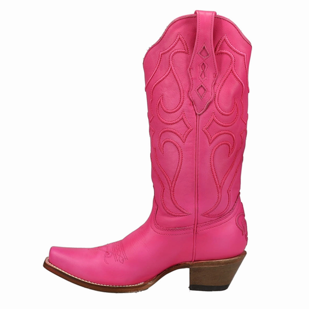 Premium Craft Fuchsia Embroidered Snip Toe Cowboy Boots