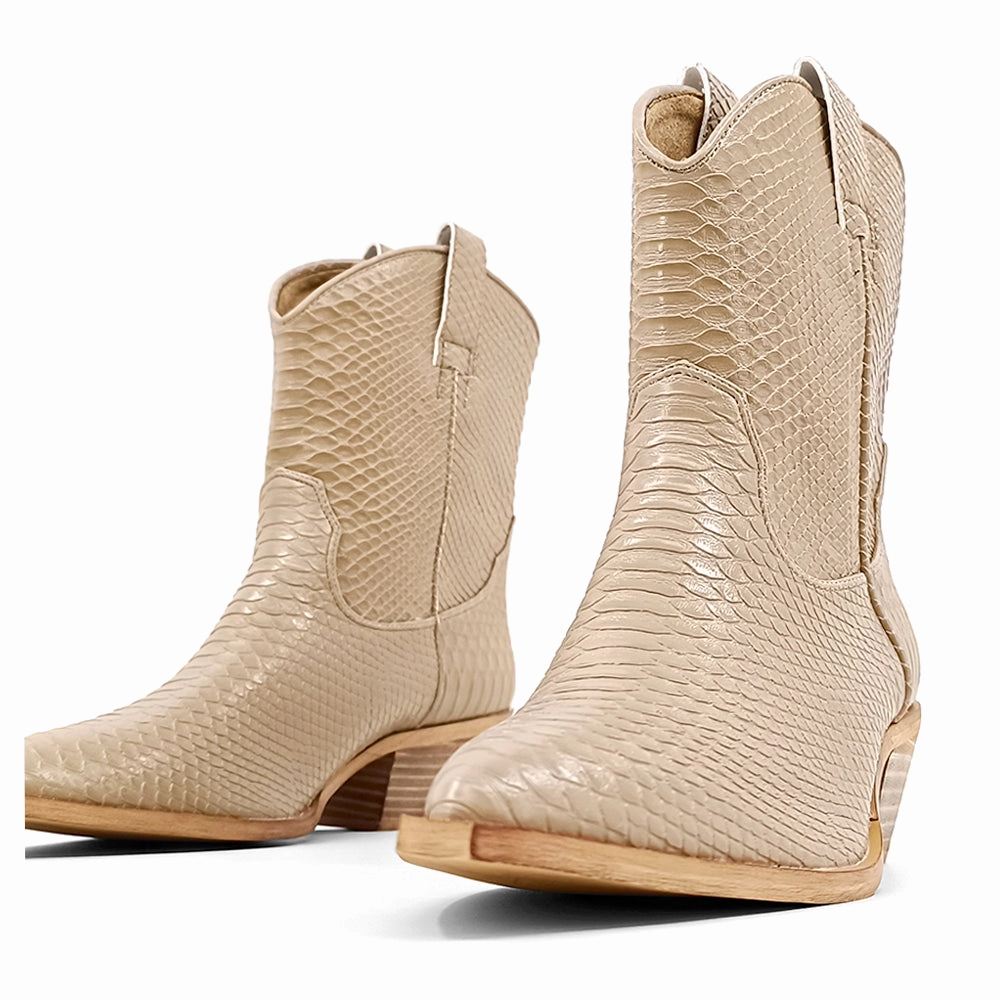 Wide Range natural materials Zouzou Snake Print Pointed Toe Cowboy Boots